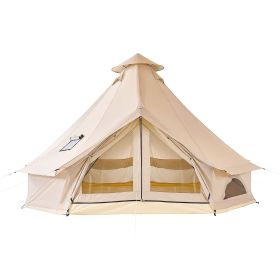 Oxford Bell Tent, 4 Seasons 9.84 ft Yurt Tent for Camping with Stove Jack, Waterproof Breathable Holds up to 3 People with Zipped Detachable Floo