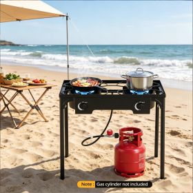 2 Burner Propane Stove 160000 BTU Adjustable Regulator And Hose Camping BBQ Outdoor Cooking Equipment