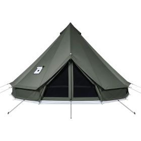 Canvas Bell Tent, 4 Seasons 16.4 ft Yurt Tent for Camping with Stove Jack, Canvas Breathable Holds up to 7 People with Zipped Detachable Floor