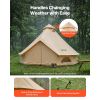 Oxford Bell Tent, 4 Seasons 13.12 ft Yurt Tent for Camping with Stove Jack, Waterproof Breathable Holds up to 4 People with Zipped Detachable Flo