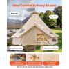 Oxford Bell Tent, 4 Seasons 13.12 ft Yurt Tent for Camping with Stove Jack, Waterproof Breathable Holds up to 4 People with Zipped Detachable Flo