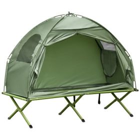 Camping Tent Cot, Single Person Folding Cot Combo, Off-Ground Tent, Covered Outdoor Bed with Carry Bag for Hiking, Camping (material: Polyester, Color: Green)